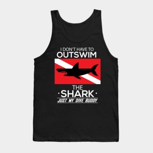 Out Swim My Dive Buddy Funny Shark Scuba Diving Tank Top